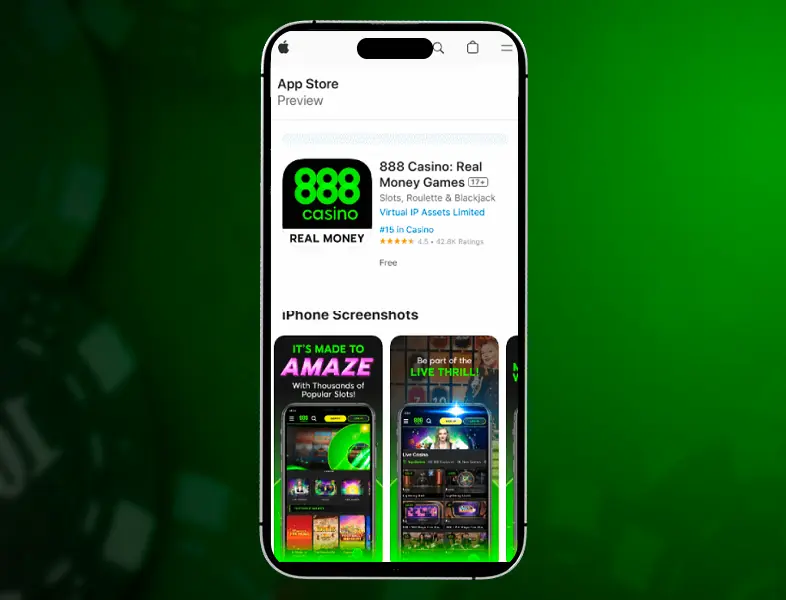 Downloading the casino gaming app.