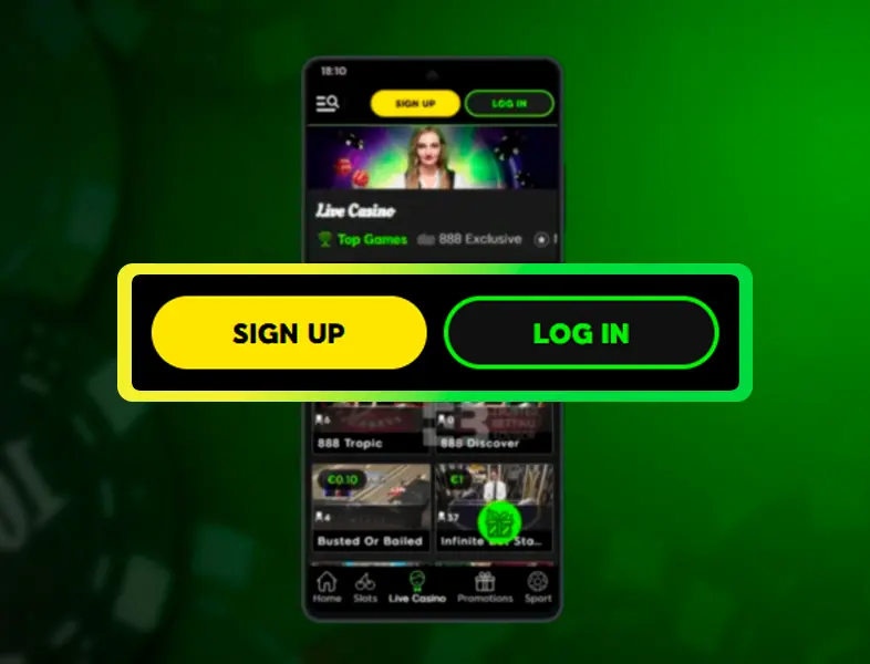 Registering an account in the casino app.